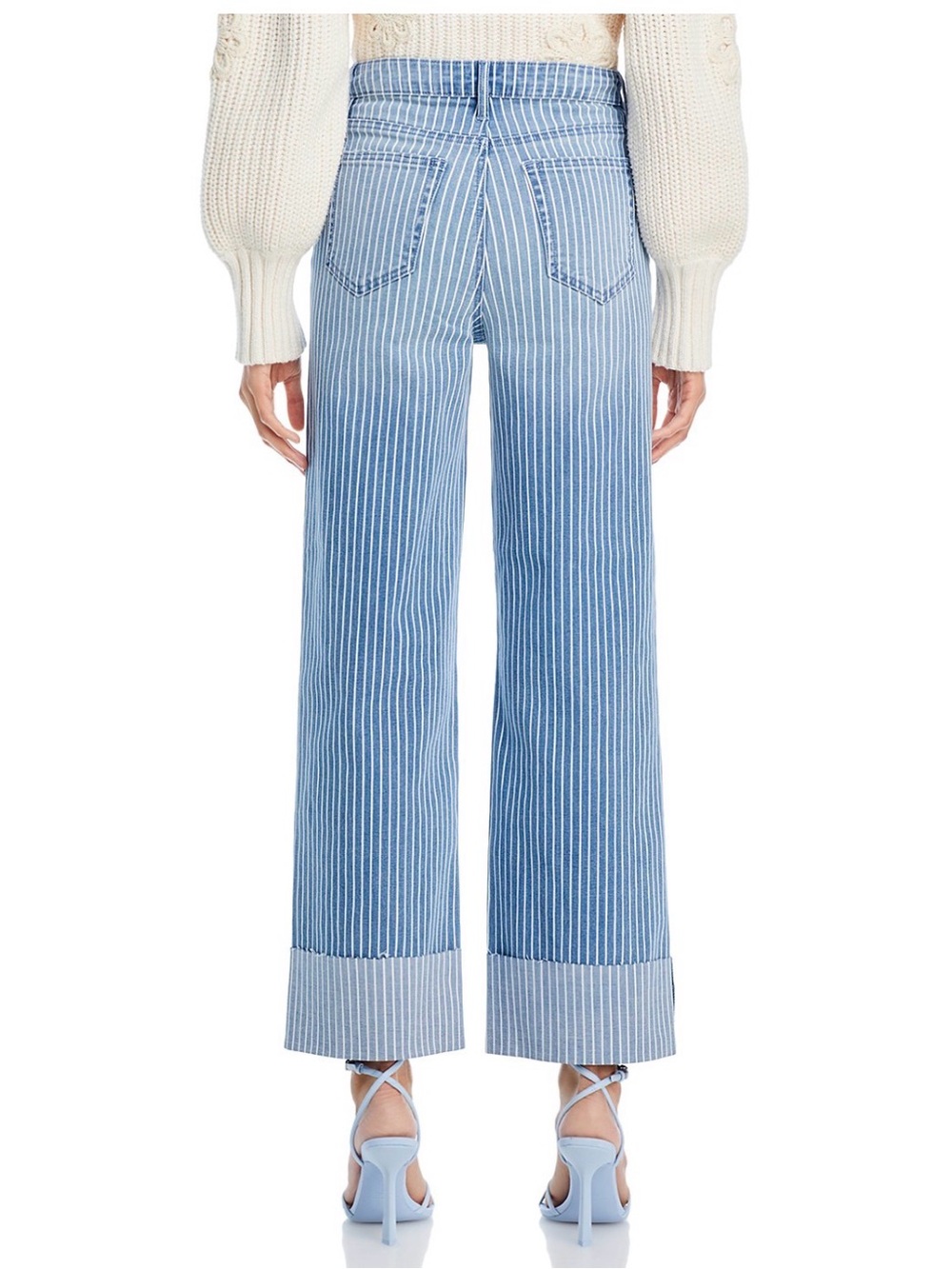 🎉 HOST PICK: Aqua Bloomingdale's Striped Cuffed Dad Jeans in Medium Wash - Picture 6 of 9